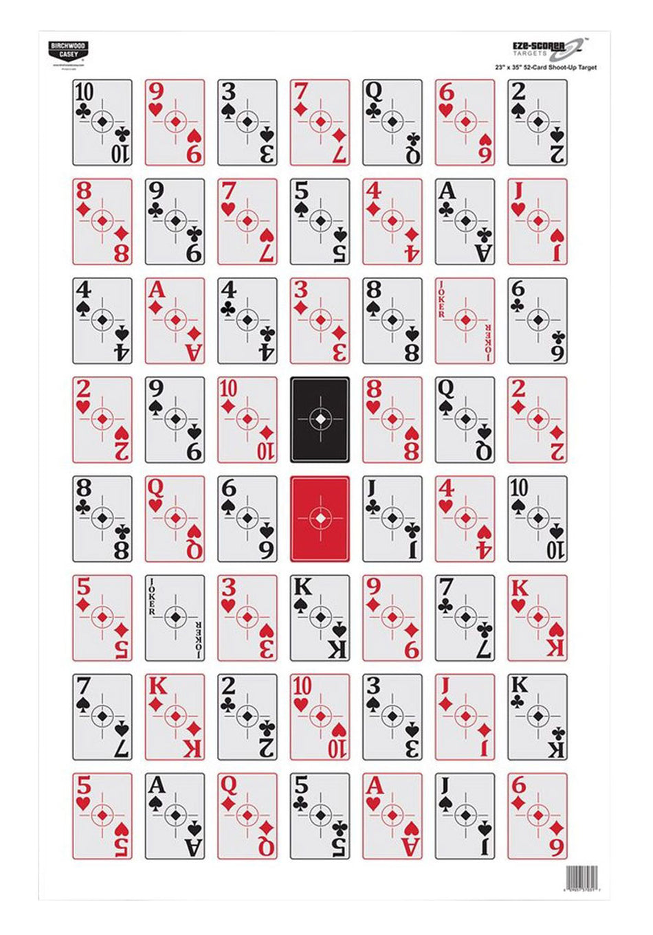 Birchwood Casey EZE-Scorer Playing Cards Paper Shooting Target 23"x35" Black/Red 100 Per Pkg 37028