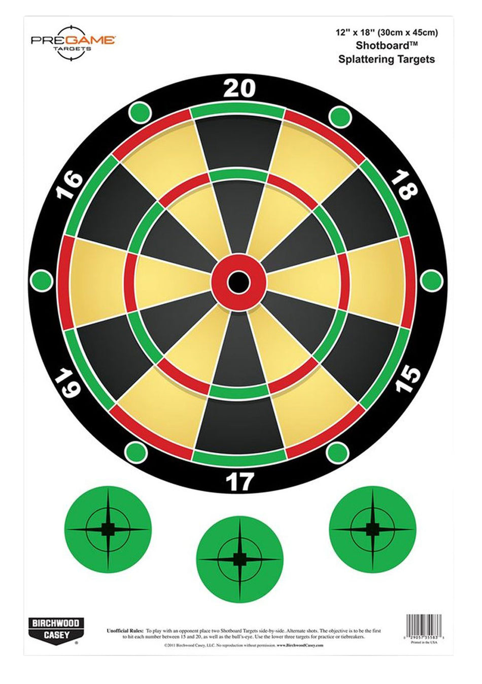 Birchwood Casey Pregame Shotboard Hanging Paper Shooting Target 12"x18" Multi-Color Universal 100 Per Pkg 35583