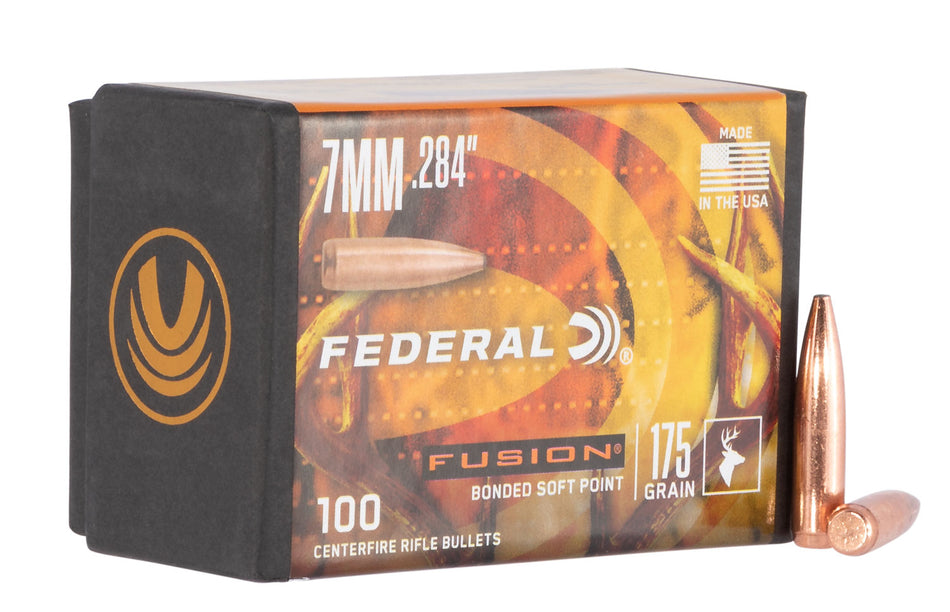 Federal FB284F4 Fusion Component 7mm .284 175gr Soft Point Bullets 100/Box