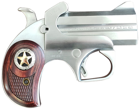 Bond Arms BARD Rustic Defender Sports South Exclusive 45 Colt (LC) Caliber or 2.50" 410 Gauge 2rd 3" Barrel, Stainless Steel Finish, Rosewood Grip w/Integrated Star, Includes Exclusive Holster Packag