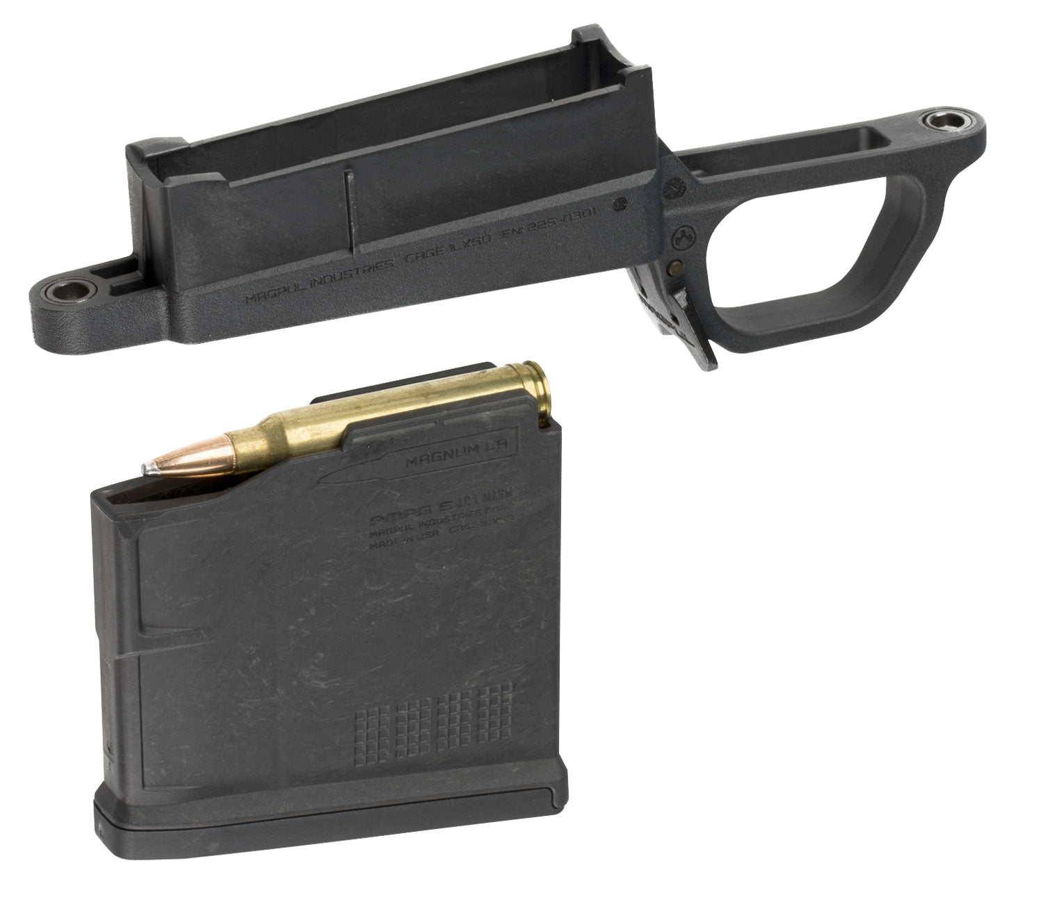 Magpul MAG569-BLK 700L Magnum Hunter Stock Bolt Action Magazine Well Drop-In Black Polymer PMAG5 AC Magnum Included