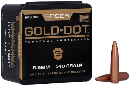 Speer 264140 Gold Dot 6.5mm 140gr Soft Point Reloading Bullets 50/Box