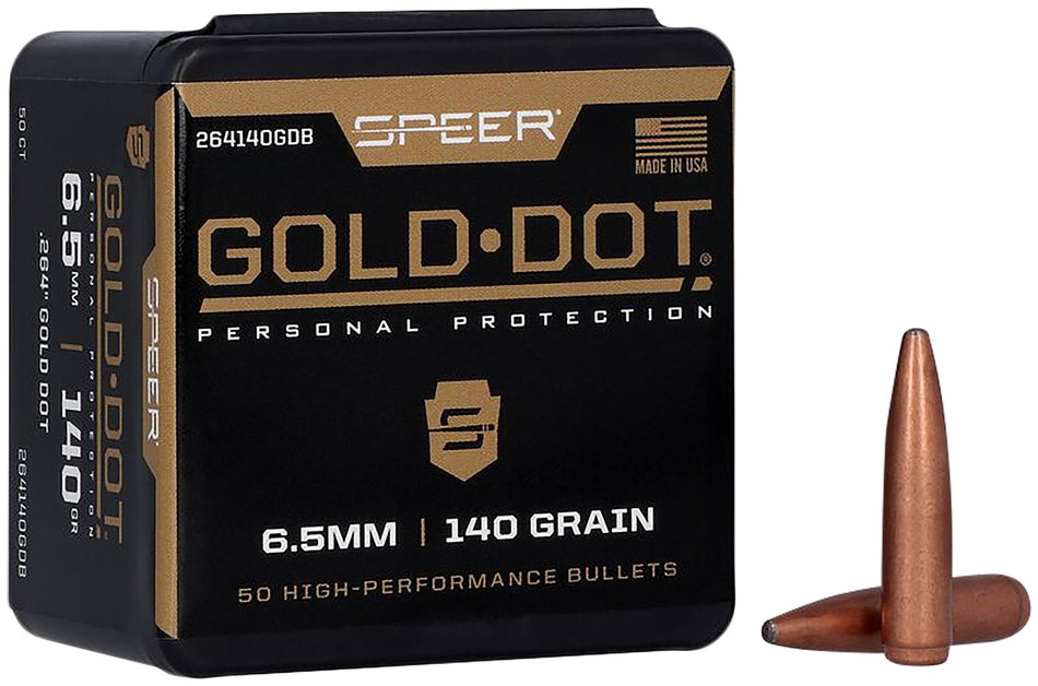 Speer 264140 Gold Dot 6.5mm 140gr Soft Point Reloading Bullets 50/Box
