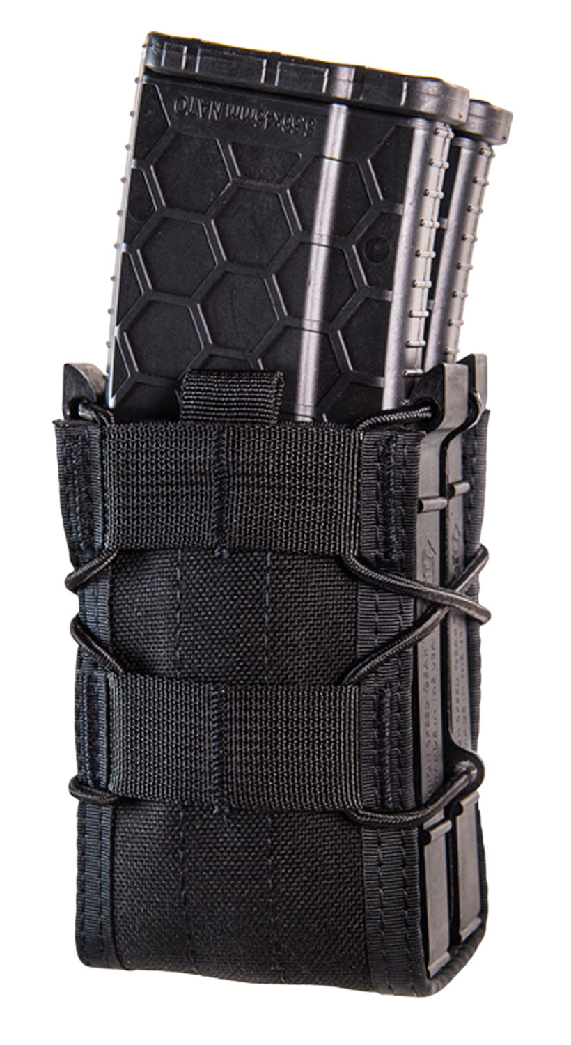 High Speed Gear 112R00BK X2R TACO Black MOLLE Double Rifle Mag Pouch Shock Cord Lacing Polymer