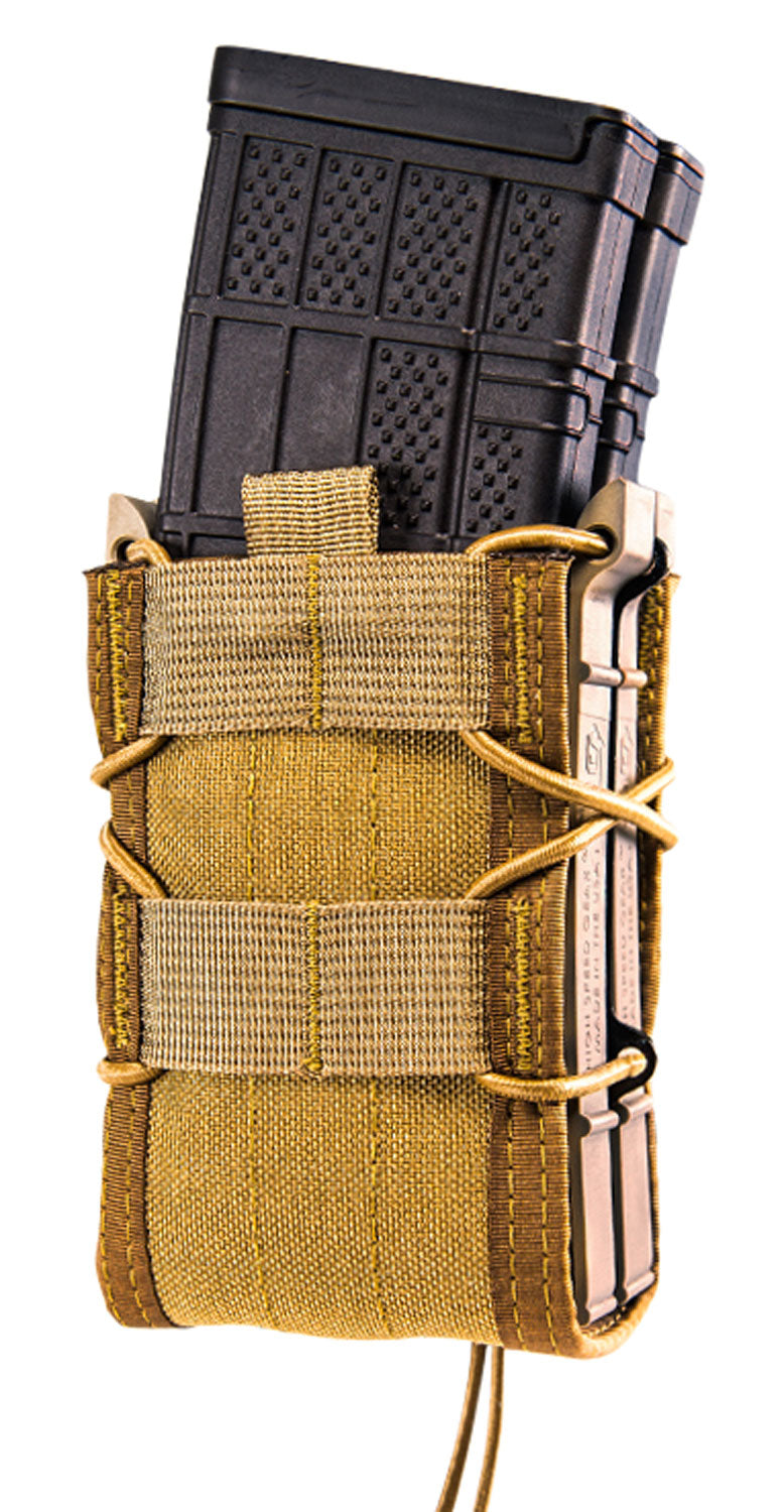 High Speed Gear 112R00CB X2R TACO Coyote Brown MOLLE Double Rifle Mag Pouch Shock Cord Lacing
