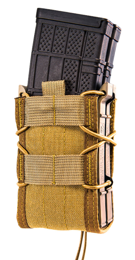 High Speed Gear 112R00CB X2R TACO Coyote Brown MOLLE Double Rifle Mag Pouch Shock Cord Lacing