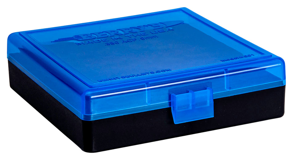 Berry's 69874 Blue/Black Polypropylene Ammo Box 9mm / .380 ACP 100-Round Capacity