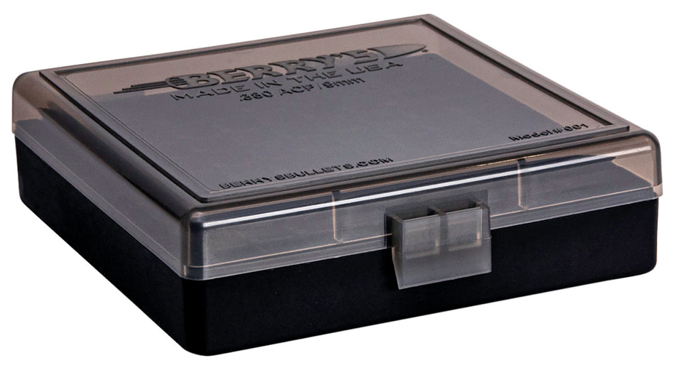 Berry's 41236 Smoke/Black Polypropylene Ammo Box 9mm / .380 ACP 100-Round Capacity