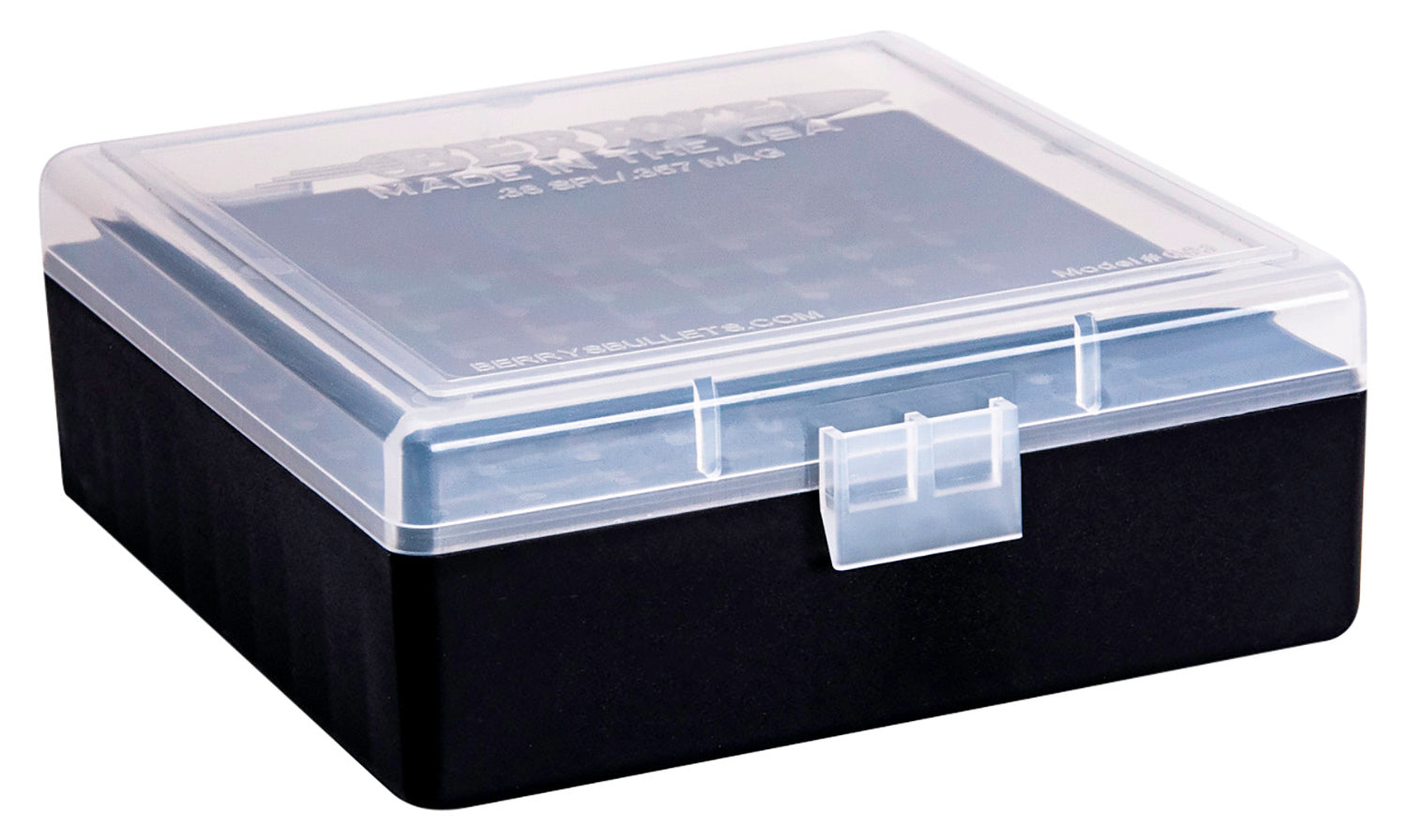 Berry's 15382 Clear/Black Plastic Ammo Box 38 Special / .357 Magnum 100-Round Capacity