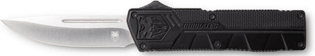 CobraTec Lightweight 3.25" OTF Drop Point Plain D2 Black Aluminum Handle w/ Pocket Clip