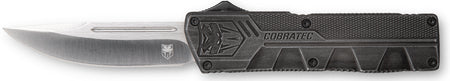 CobraTec Knives Stonewashed Aluminum Handle 3.25" OTF Drop Point Plain D2 Steel Blade with Pocket Clip