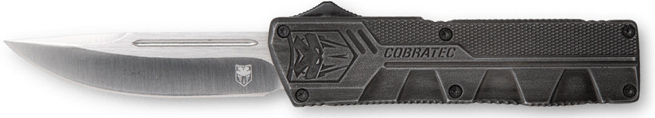 CobraTec Knives Stonewashed Aluminum Handle 3.25" OTF Drop Point Plain D2 Steel Blade with Pocket Clip