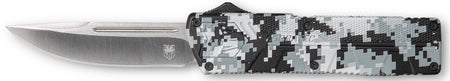 CobraTec Knives Winter Digi Camo Aluminum Handle 3.25" OTF Drop Point Plain D2 Steel Blade with Pocket Clip