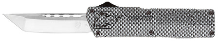 CobraTec Knives Carbon Fiber Aluminum Handle 3.25" OTF Tanto Plain D2 Steel Blade with Pocket Clip