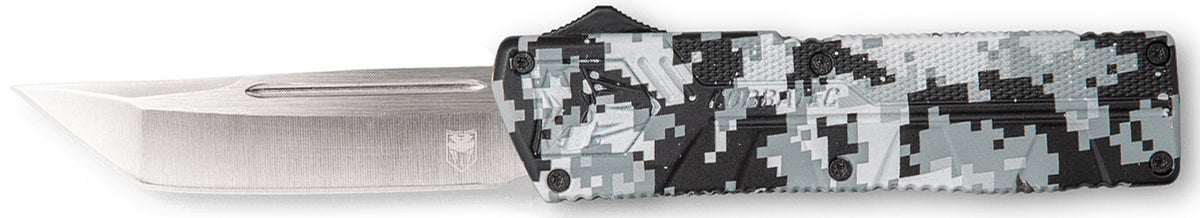 CobraTec Knives Winter Digi Camo Aluminum Handle 3.25" OTF Tanto Plain D2 Steel Blade with Pocket Clip
