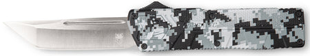 CobraTec Knives Winter Digi Camo Aluminum Handle 3.25" OTF Tanto Plain D2 Steel Blade with Pocket Clip