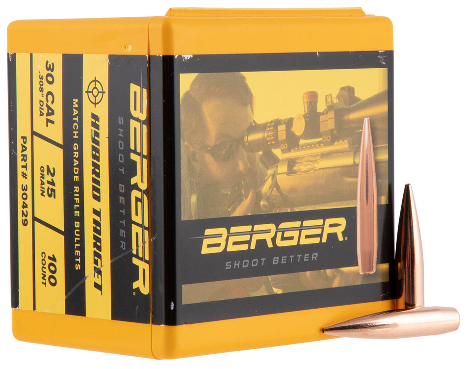 Berger 30429 Hybrid Target 30 Cal 215gr Match Grade Bullets 100/Box