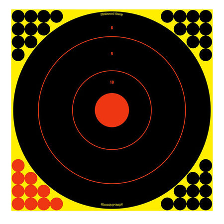 Birchwood Casey Shoot-N-C Reactive Self-Adhesive 12" Bullseye Target Black/Yellow/Red Paper 12 Pack 34186
