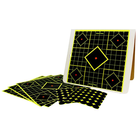 Birchwood Casey Shoot-N-C Reactive Self-Adhesive 5-Diamond Target Kit 12"x12" Black/Yellow 4 Pack 34202