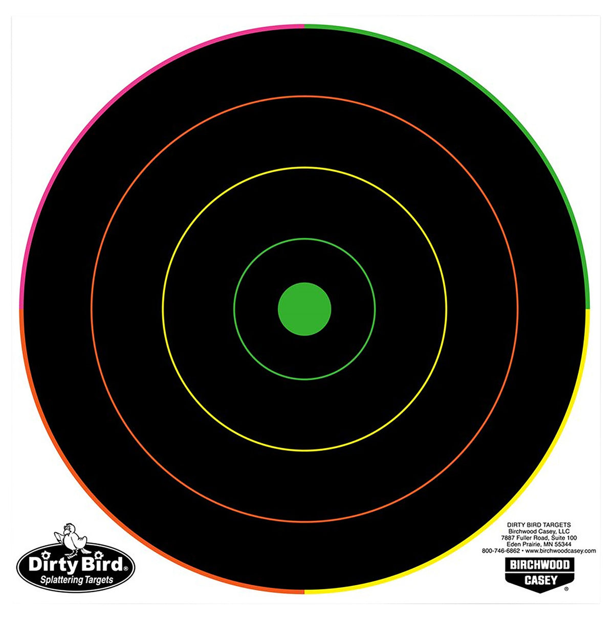 Birchwood Casey Dirty Bird 8" Bullseye Tagboard Hanging Target Black/Green Pistol/Rifle 20 Per Pkg 35820