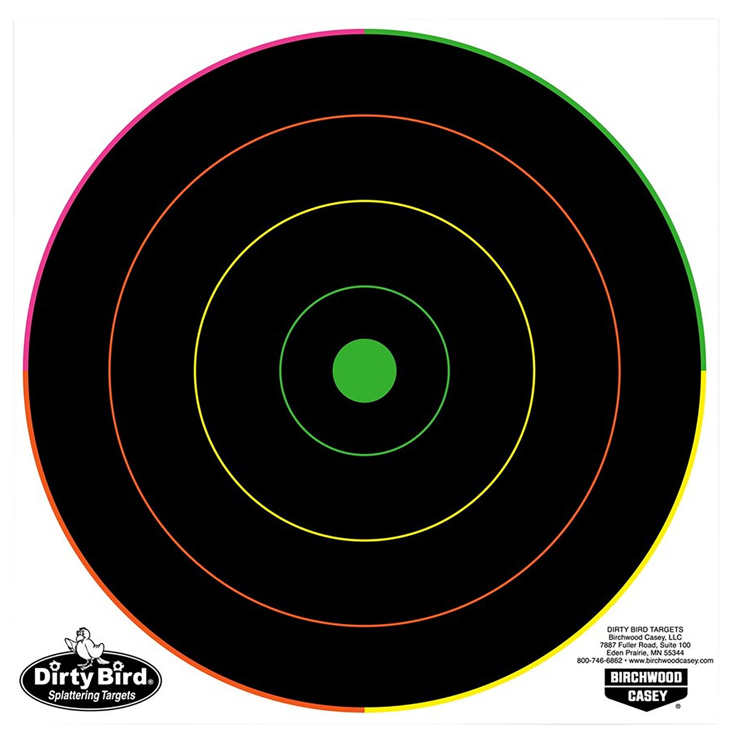 Birchwood Casey Dirty Bird 8" Bullseye Tagboard Hanging Target Black/Green Pistol/Rifle 20 Per Pkg 35820