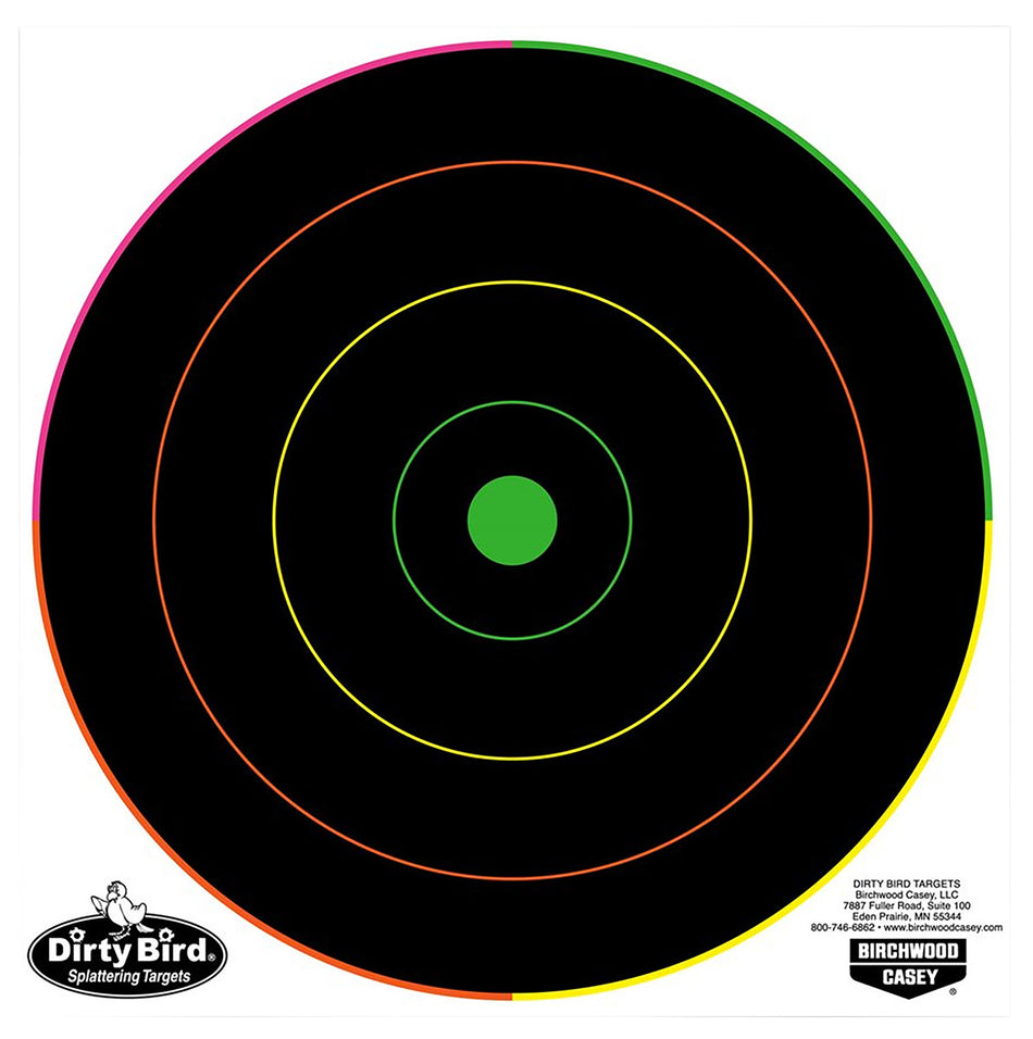 Birchwood Casey Dirty Bird 8" Bullseye Tagboard Hanging Target Black/Green Pistol/Rifle 20 Per Pkg 35820
