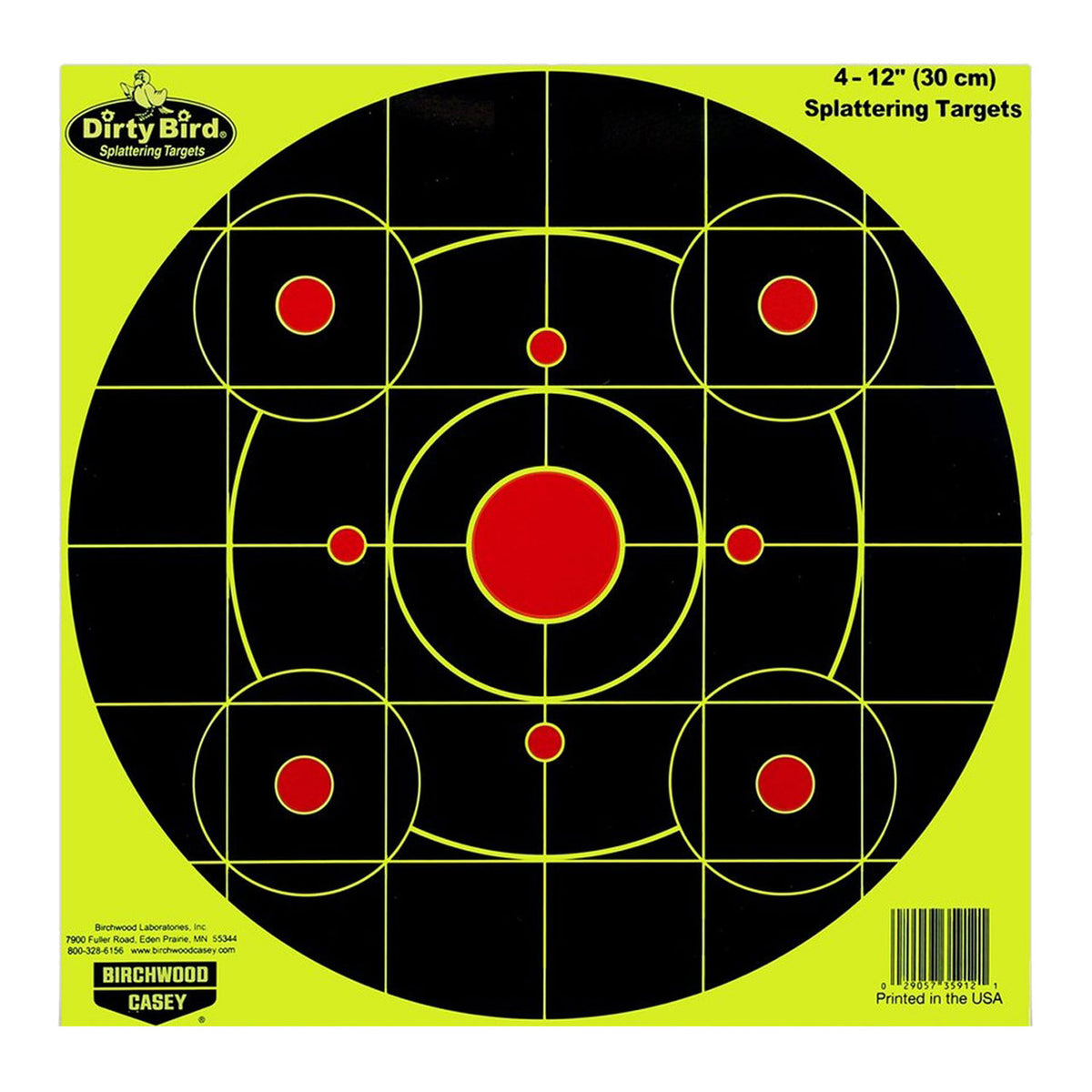 Birchwood Casey Dirty Bird Sight-In Circle Paper Hanging Target 12" Black/Red Pistol/Rifle 4 Per Pkg 35912