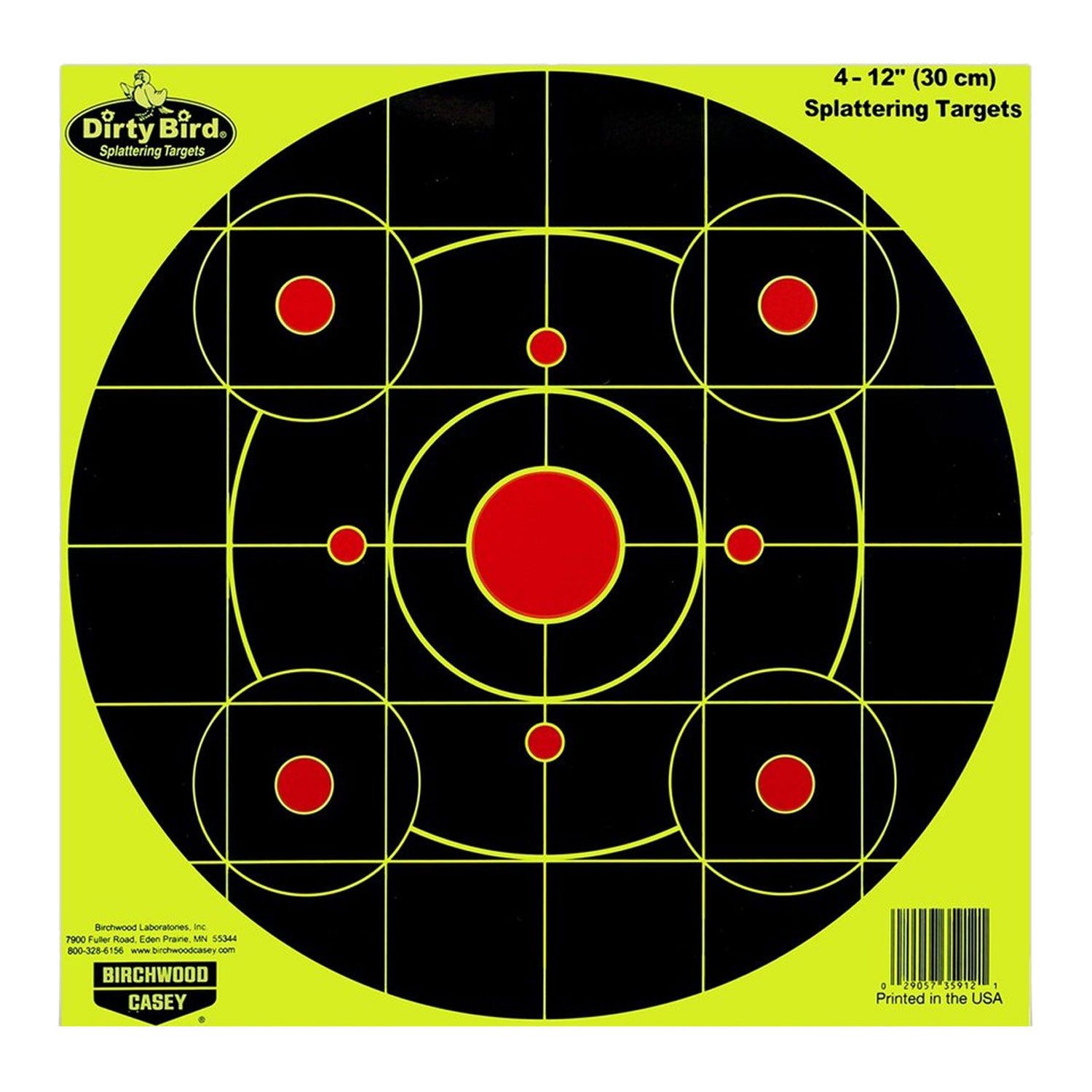Birchwood Casey Dirty Bird Sight-In Circle Paper Hanging Target 12" Black/Red Pistol/Rifle 4 Per Pkg 35912