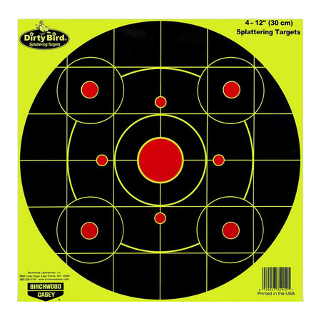 Birchwood Casey Dirty Bird Sight-In Circle Paper Hanging Target 12" Black/Red Pistol/Rifle 4 Per Pkg 35912