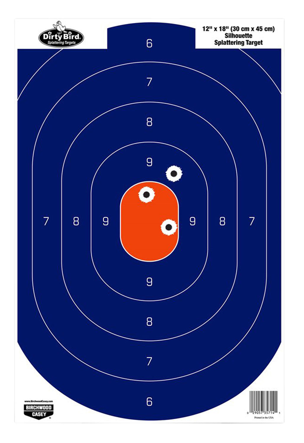 Birchwood Casey Dirty Bird Silhouette Pistol Hanging Paper Target 12"x18" Blue/Orange 50 Per Package