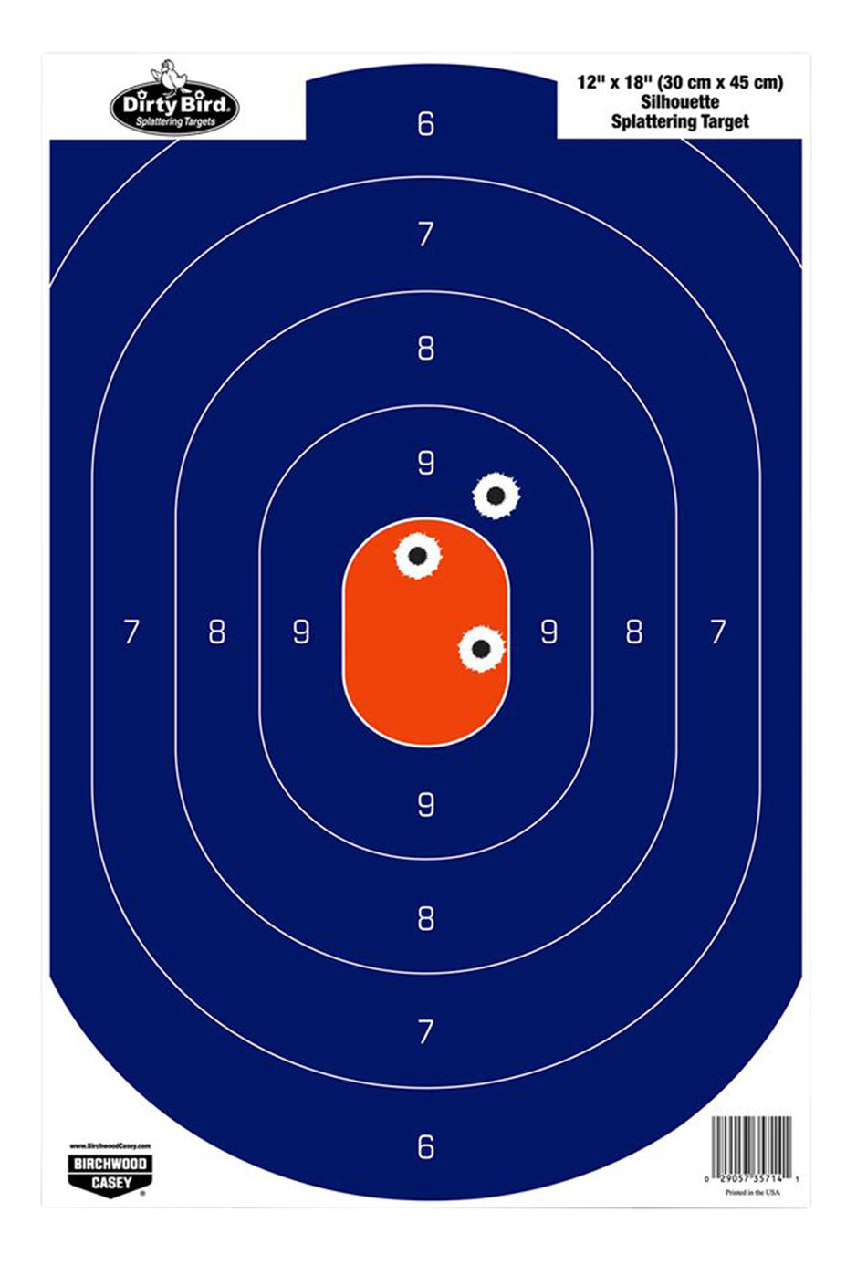 Birchwood Casey Dirty Bird Silhouette Pistol Hanging Paper Target 12"x18" Blue/Orange 50 Per Package