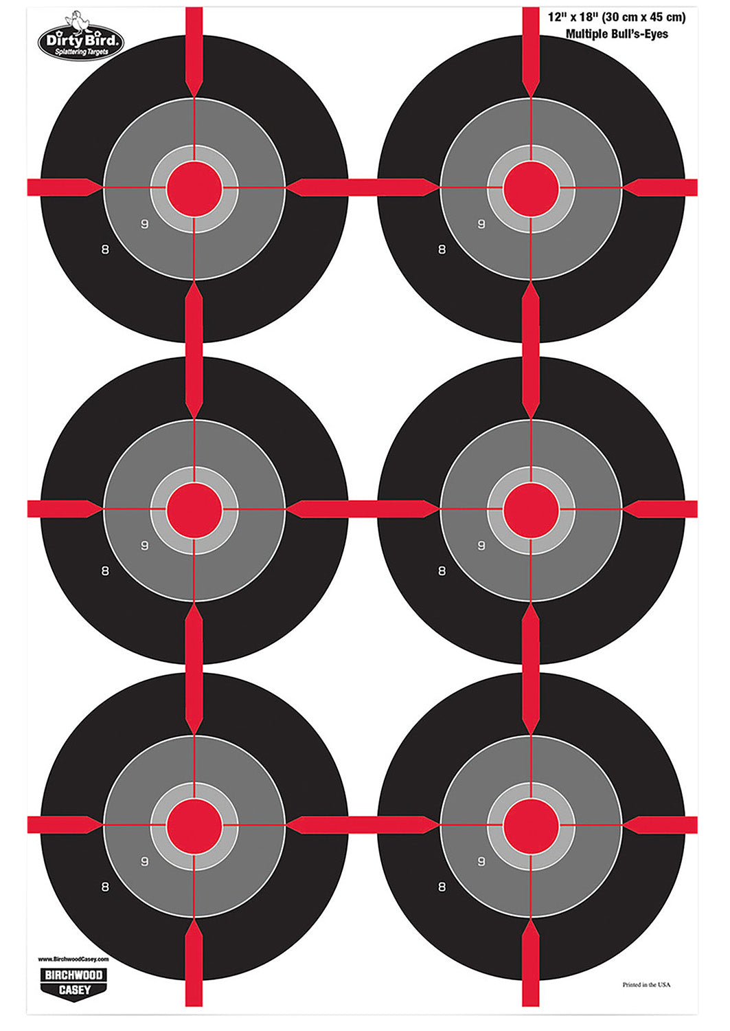 Birchwood Casey Dirty Bird Multiple Bullseye Tagboard Hanging Target 12"x18" 8 Per Package