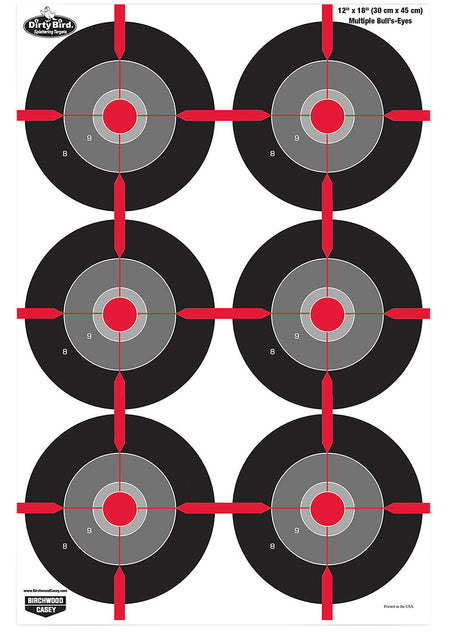 Birchwood Casey Dirty Bird Multiple Bullseye Tagboard Hanging Target 12"x18" 8 Per Package