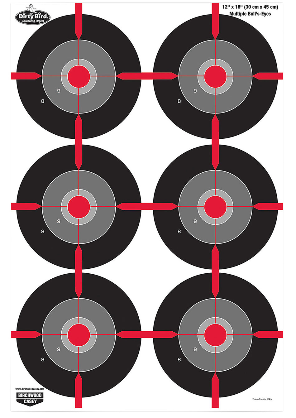 Birchwood Casey Dirty Bird Multiple Bullseye Tagboard Hanging Target 12"x18" 8 Per Package