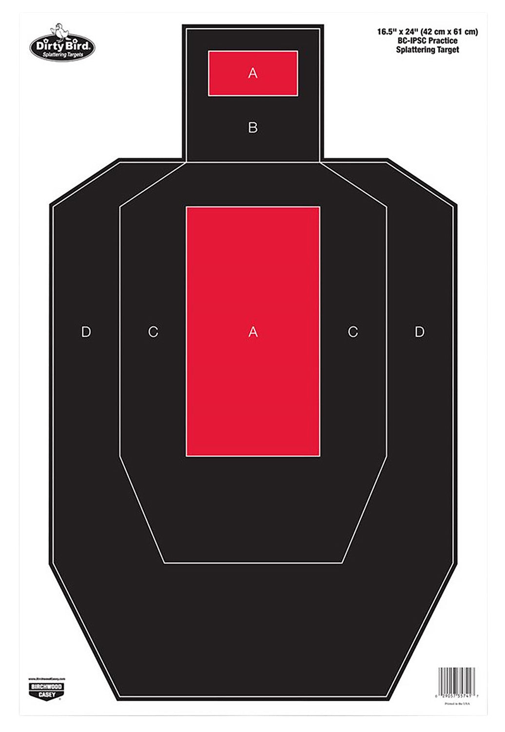 Birchwood Casey Dirty Bird IPSC Tagboard Hanging Target 16.5"x24" Black/Red 3 Per Package