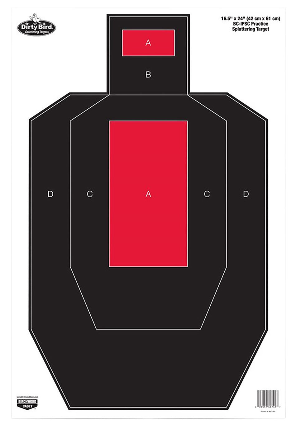 Birchwood Casey Dirty Bird IPSC Tagboard Hanging Target 16.5"x24" Black/Red 3 Per Package
