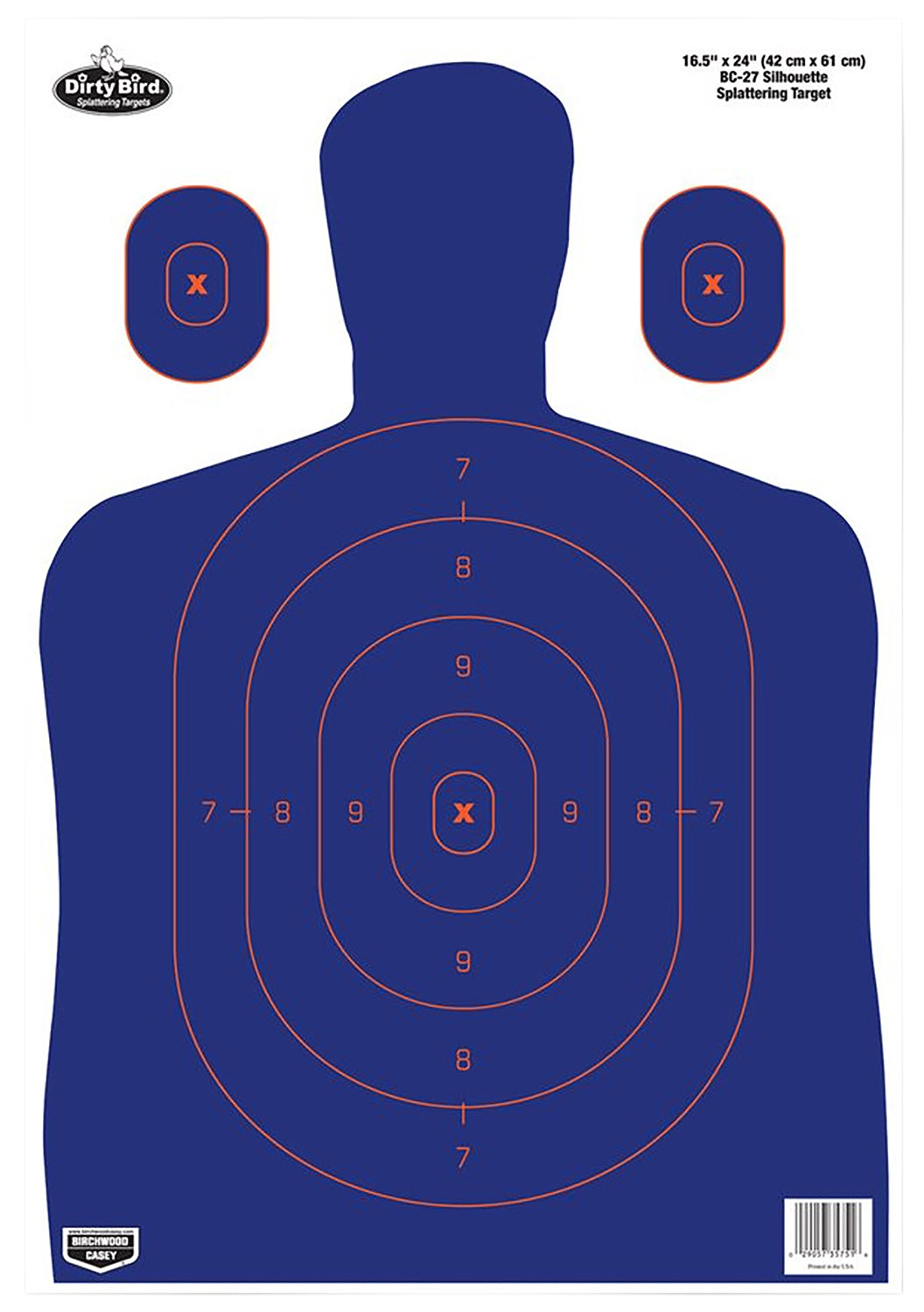 Birchwood Casey Dirty Bird Silhouette Tagboard Hanging Target 16.5"x24" Blue/Orange 3 Per Package