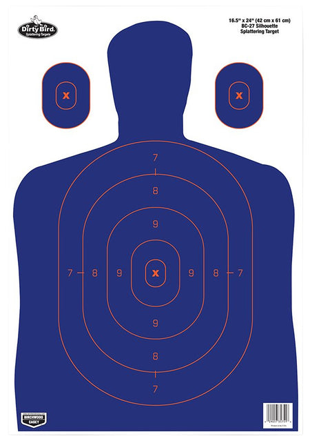 Birchwood Casey Dirty Bird Silhouette Tagboard Hanging Target 16.5"x24" Blue/Orange 3 Per Package