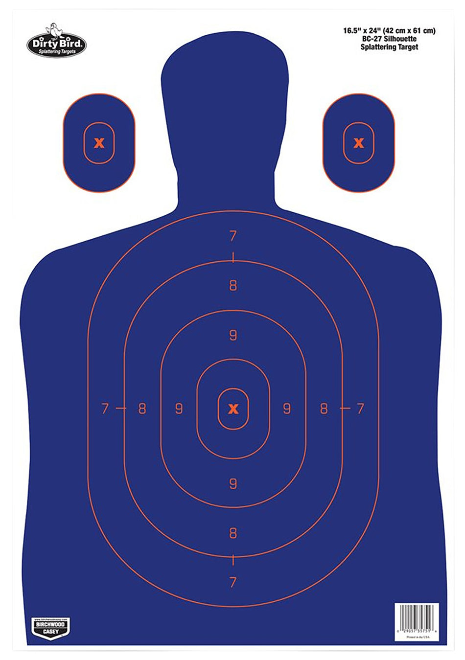 Birchwood Casey Dirty Bird Silhouette Tagboard Hanging Target 16.5"x24" Blue/Orange 3 Per Package