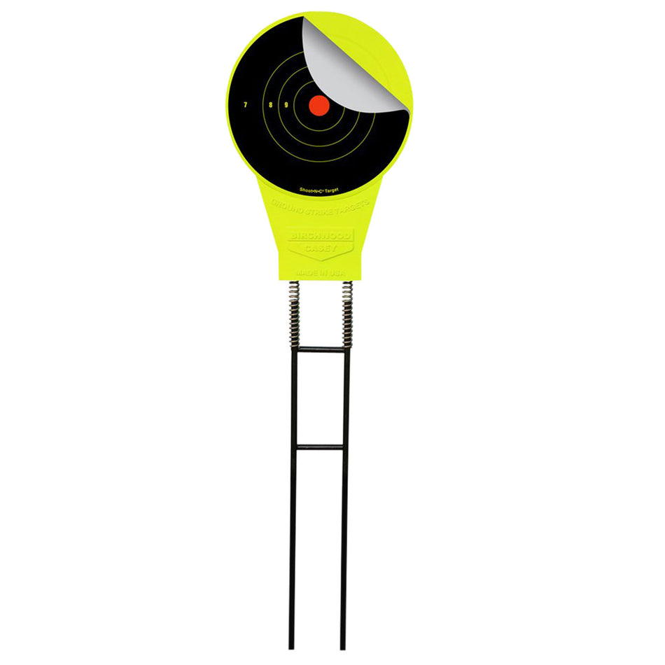 Birchwood Casey Ground Strike Belly Dancer Spring-Action Metal Target Yellow Bullseye with Targets Included