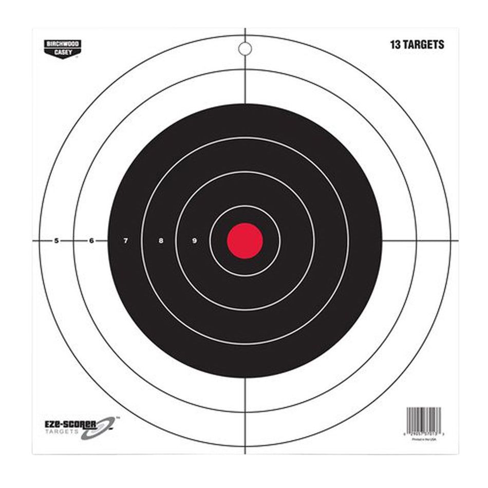 Birchwood Casey EZE-Scorer 37013 12" Bullseye Paper Hanging Target Black/Red 13 Per Pkg