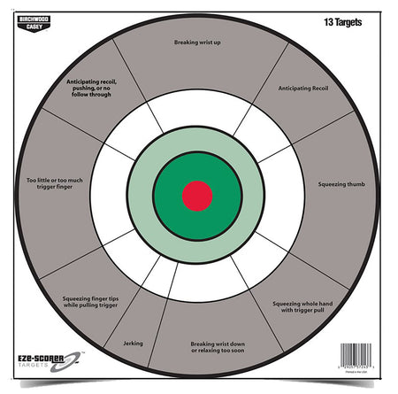 Birchwood Casey 37245 EZE-Scorer 12" Bullseye Paper Target Gray/White Handgun Trainer 13 Per Pkg