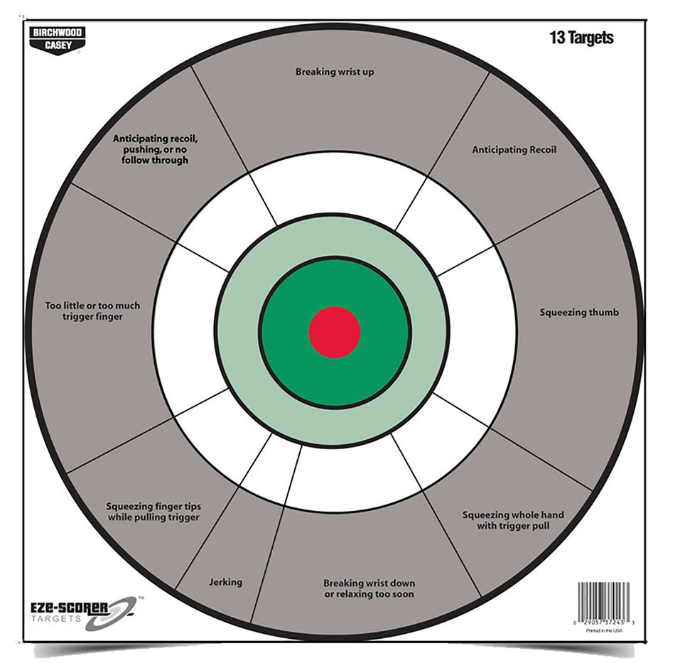 Birchwood Casey 37245 EZE-Scorer 12" Bullseye Paper Target Gray/White Handgun Trainer 13 Per Pkg