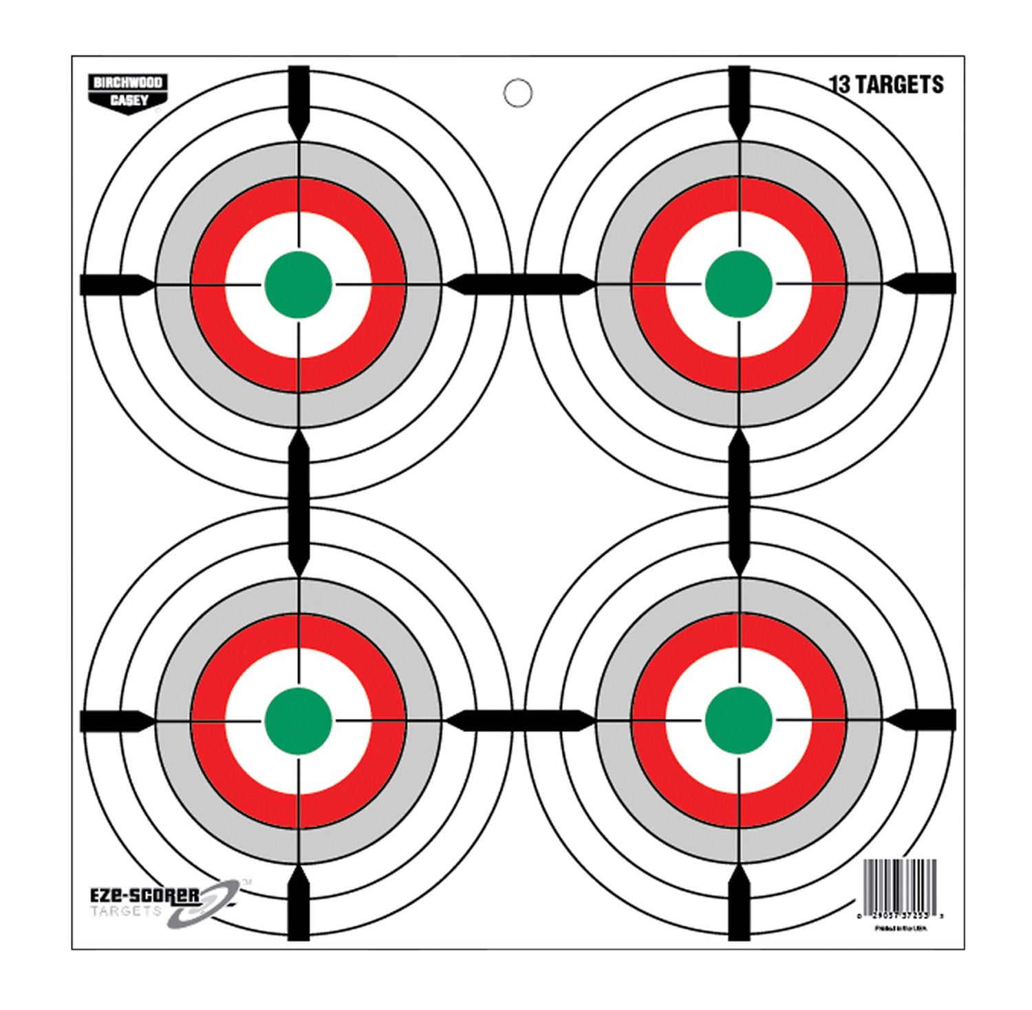 Birchwood Casey 37253 EZE-Scorer 12" Multi-Color Paper Bullseye Target Hanging 13 Per Pkg