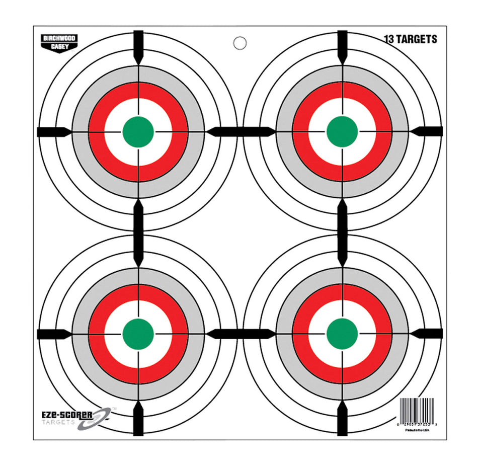 Birchwood Casey 37253 EZE-Scorer 12" Multi-Color Paper Bullseye Target Hanging 13 Per Pkg
