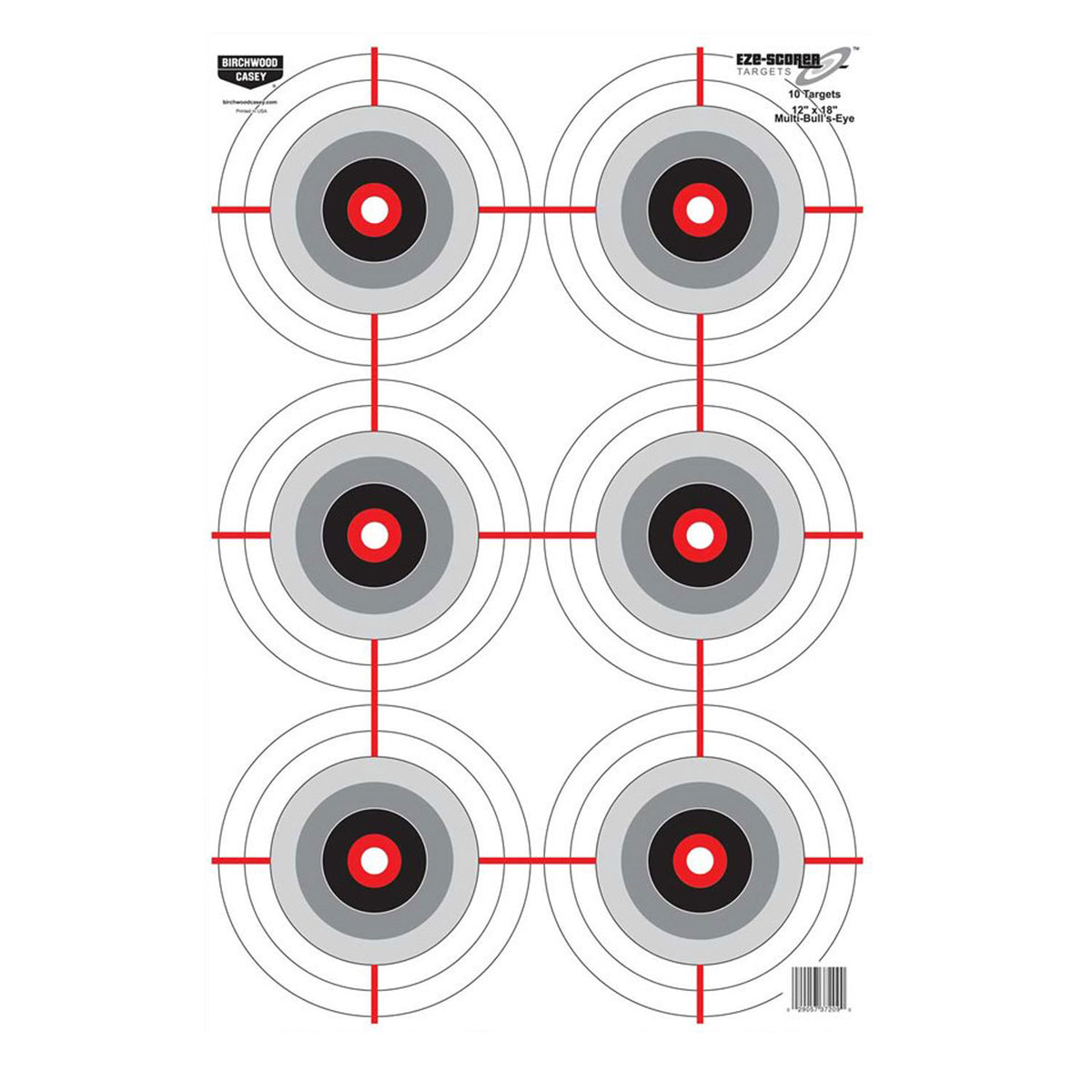 Birchwood Casey 37209 EZE-Scorer 6-Bullseye 12"x18" Paper Target Black/White Universal 10 Pk