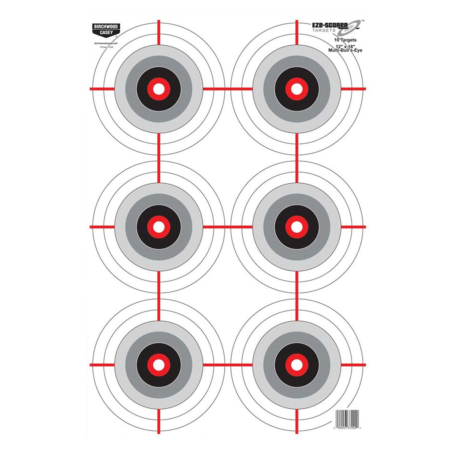 Birchwood Casey 37209 EZE-Scorer 6-Bullseye 12"x18" Paper Target Black/White Universal 10 Pk