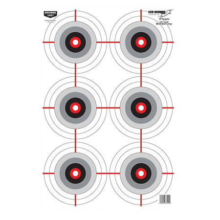 Birchwood Casey 37209 EZE-Scorer 6-Bullseye 12"x18" Paper Target Black/White Universal 10 Pk