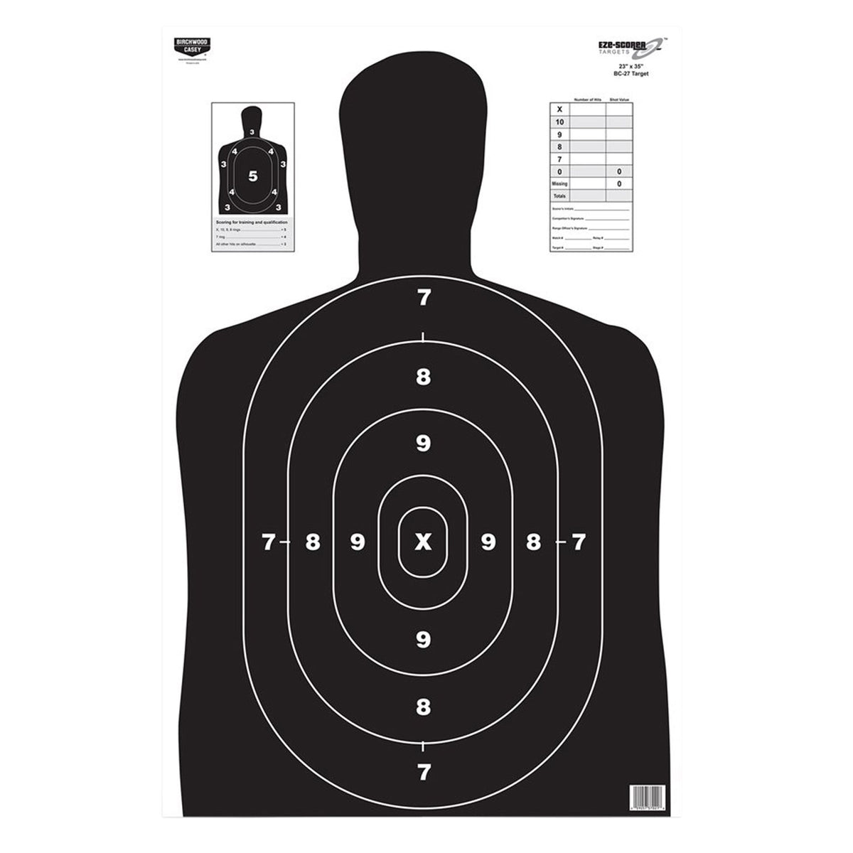 Birchwood Casey 37020 EZE-Scorer BC-27 23"x35" Paper Silhouette Hanging Target Black 5 Pk