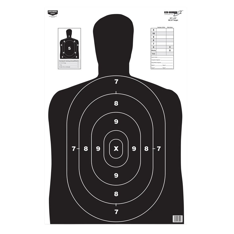 Birchwood Casey 37020 EZE-Scorer BC-27 23"x35" Paper Silhouette Hanging Target Black 5 Pk